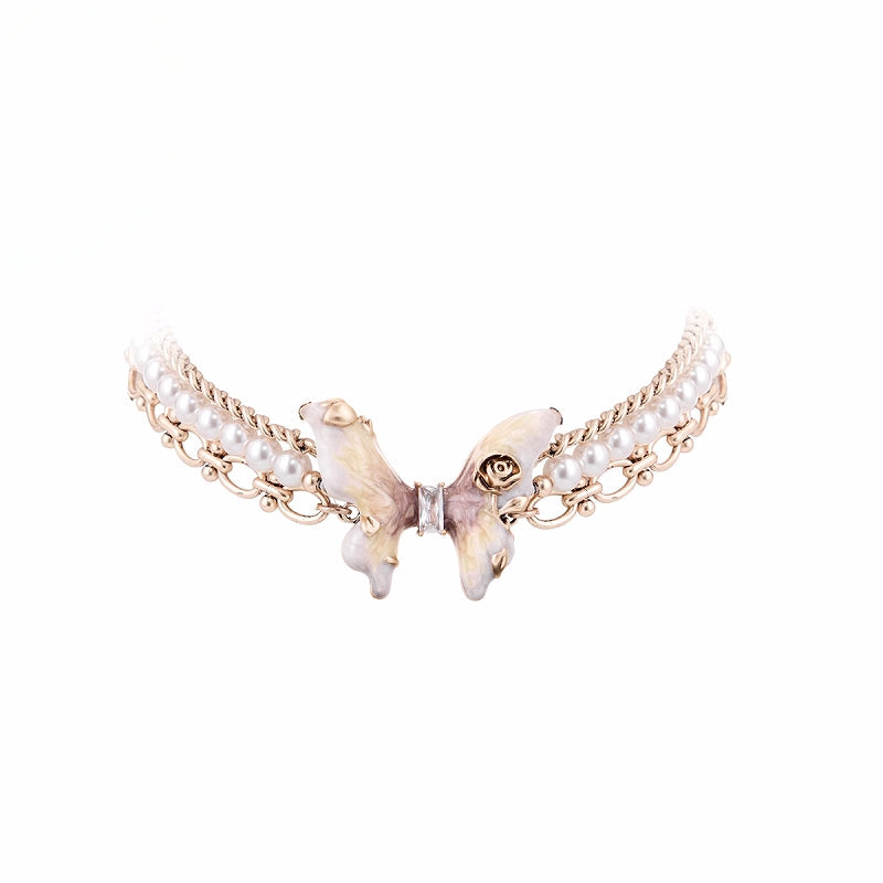 [SUMIYAKI] Butterfly Rose Pearl Layer Bracelet pg342