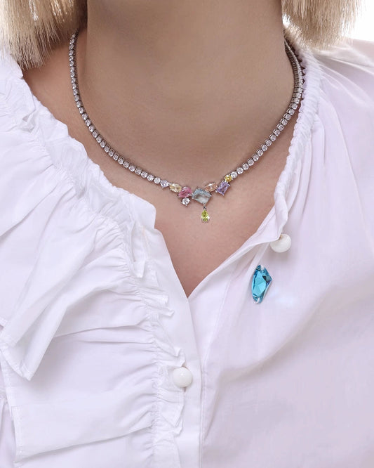 [SUMIYAKI] Jellybean Colored Zirconia Necklace pg1033