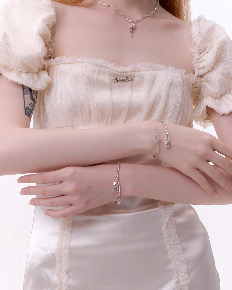 【SUMIYAKI】Pink Rose Layer Bracelet pg1372