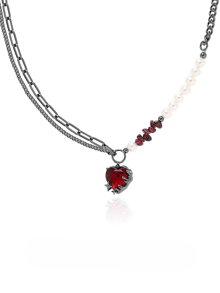 Pomegranate Red Heart Necklace