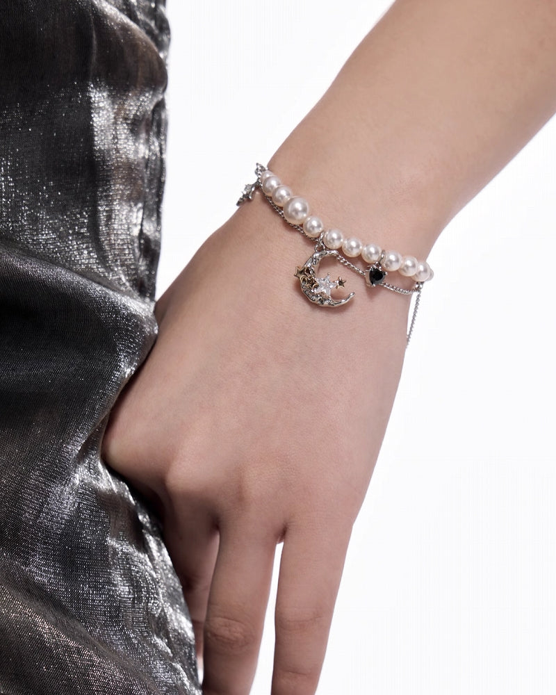 【SUMIYAKI】Star And Moon Pearl Bracelet pg1685