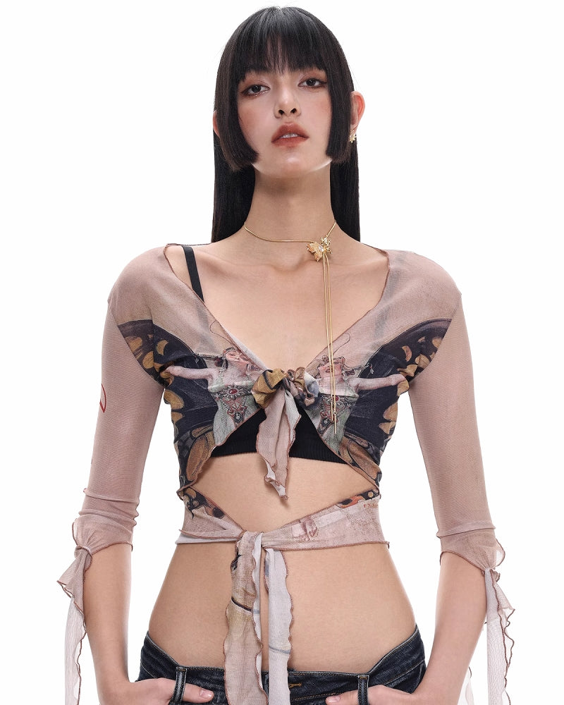 【SUMIYAKI】Butterfly 3D Illusion Drawstring Necklace pg244