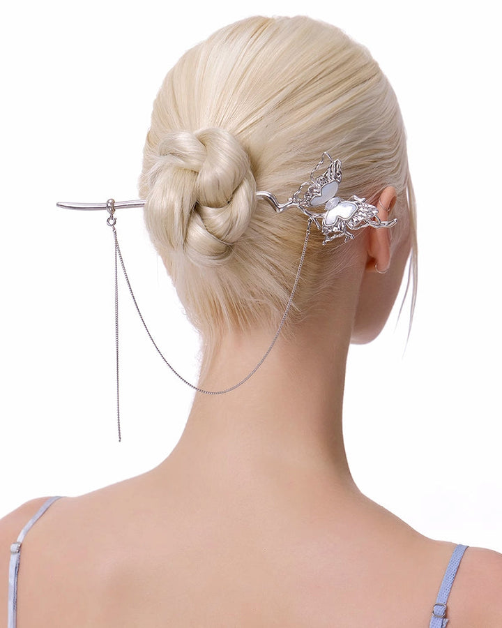 【SUMIYAKI】White Butterfly Tassel Hairpin pg1999