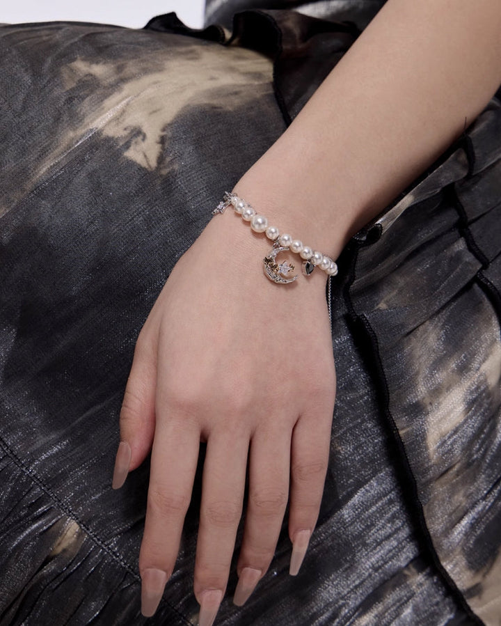 【SUMIYAKI】Star And Moon Pearl Bracelet pg1685