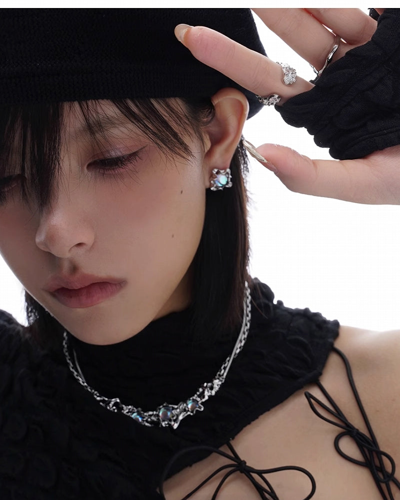 [SUMIYAKI] Lunar Eclipse Flower Moonstone Earrings pg1144