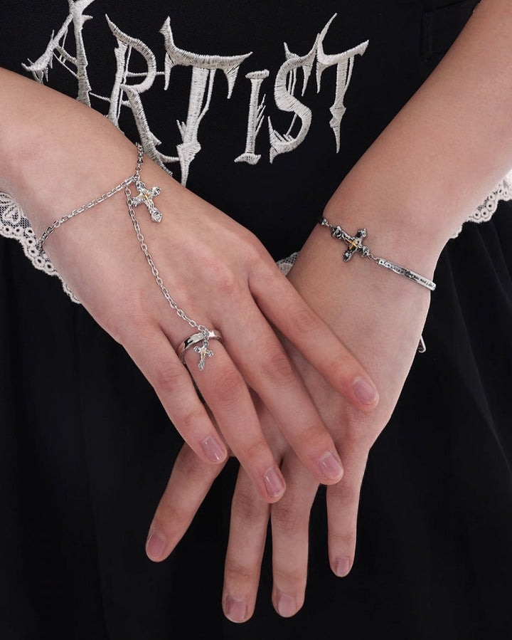 【SUMIYAKI】Graffiti Cross Bracelet & Ring pg929