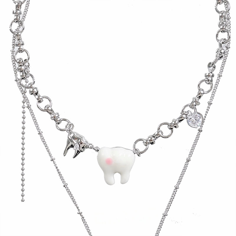 【SUMIYAKI】Cute White Teeth Necklace01 pg500