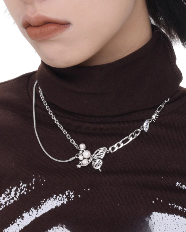 【SUMIYAKI】White Butterfly Necklace pg1997