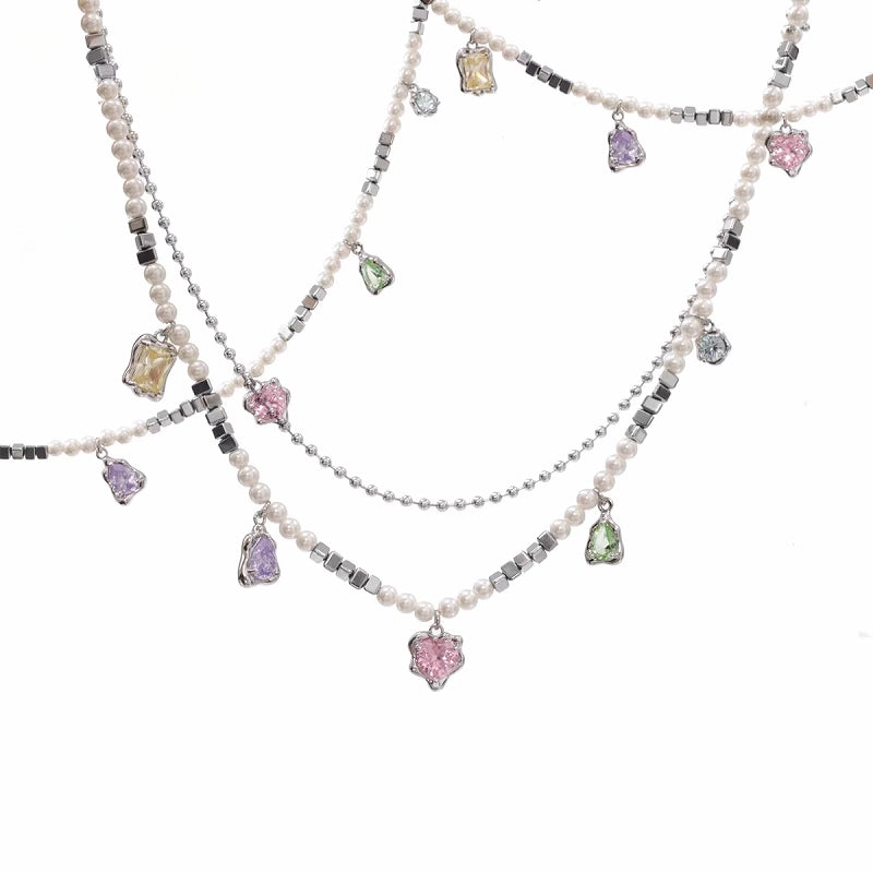 【SUMIYAKI】Small Rainbow Zirconia Necklace pg1636