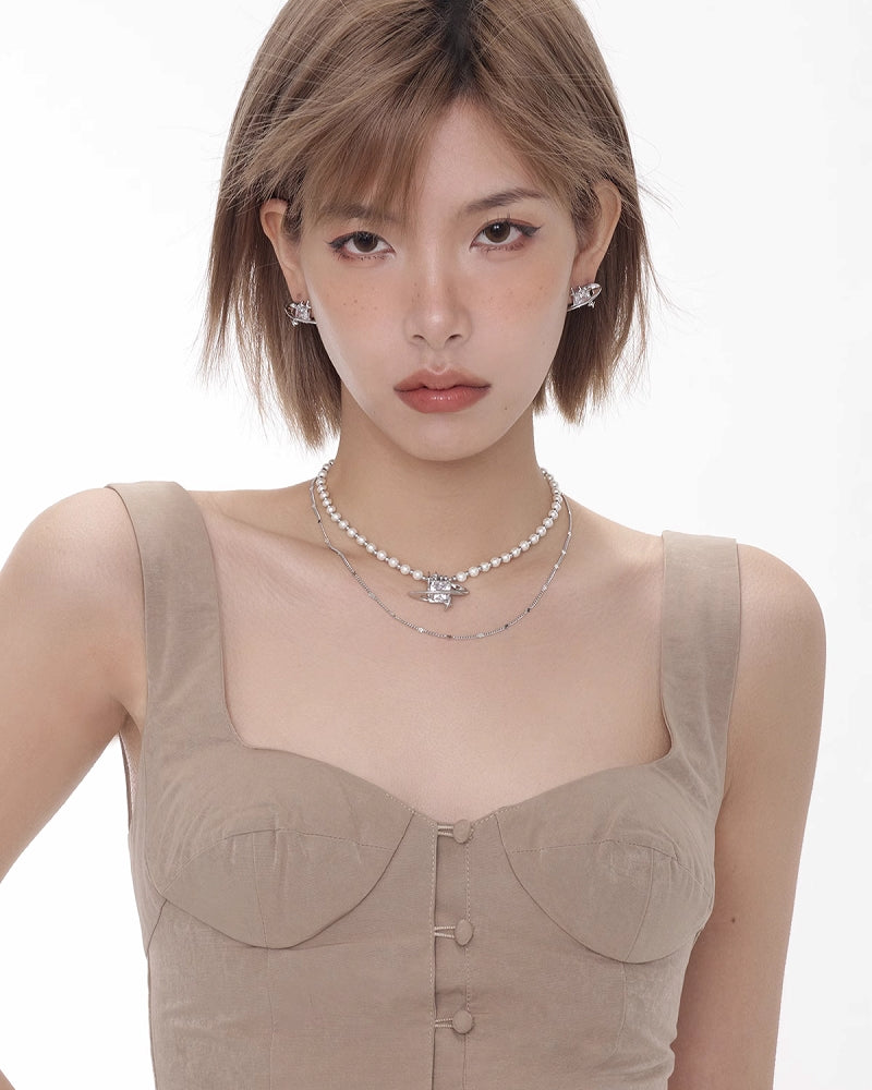 [SUMIYAKI] Starry Galaxy Double Layer Necklace pg1778