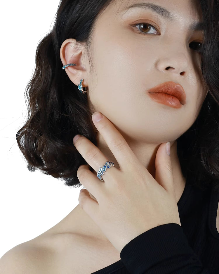 【OOMEOO】Little Blue Cuff & Earrings pg1098