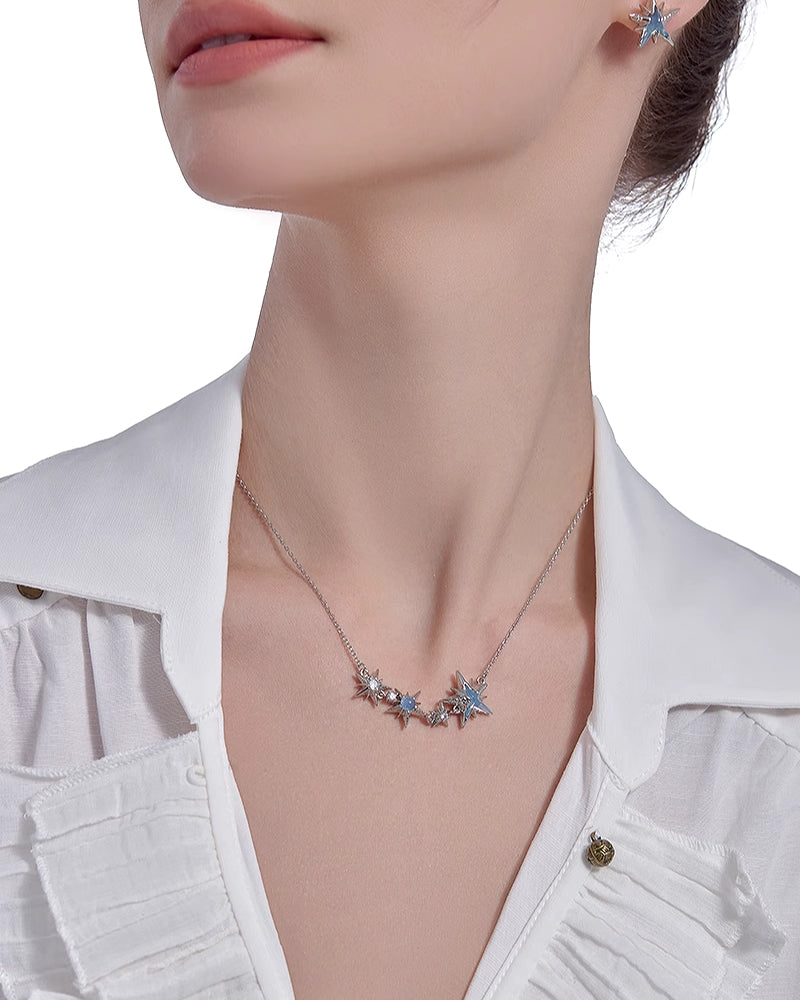 [MASW] Stars Attraction Ice Blue Necklace pg1787