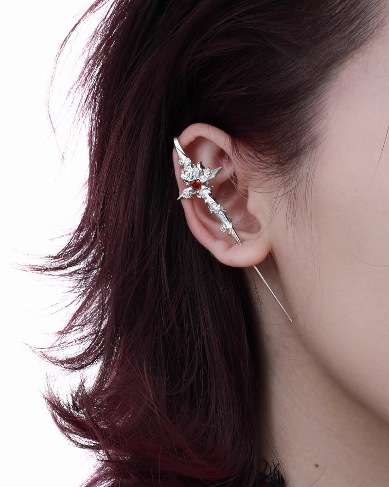 [1ST XULIE] Forbidden Rose Red Heart Earrings pg827