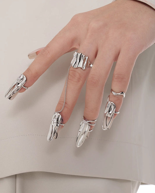 [SUMIYAKI] Silver Wave Claw Ring pg1611