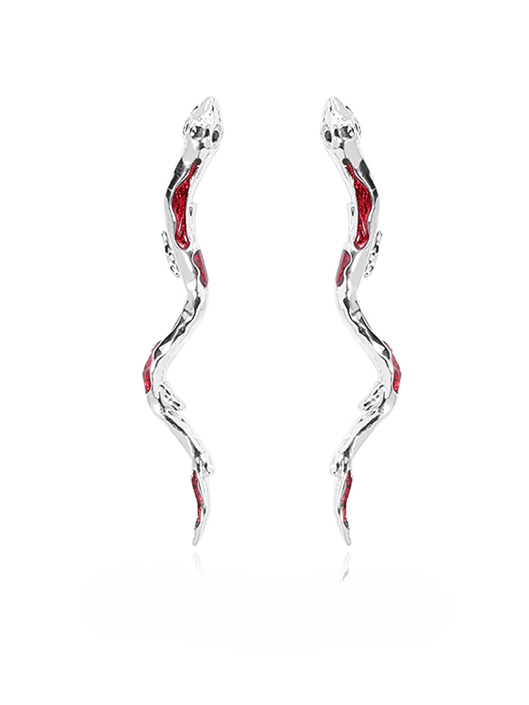 Red Snake Earrings 03