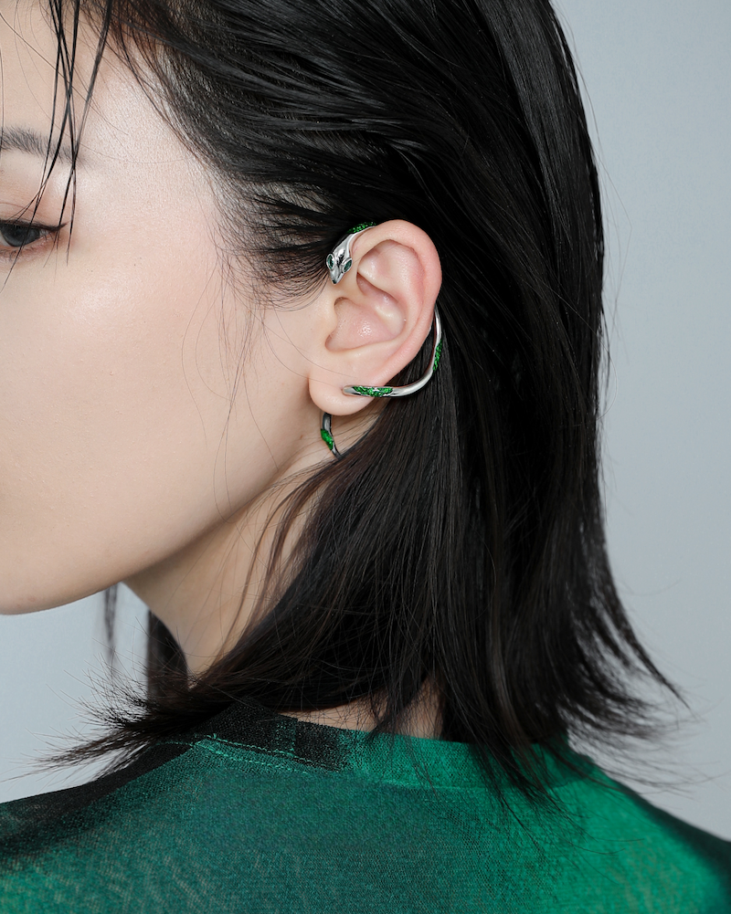 [1ST XULIE] Green Snake Earrings02 pg950