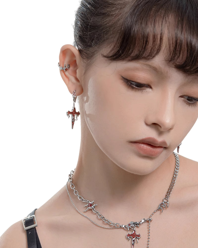 【MASW】Fearless Cross Earrings pg744