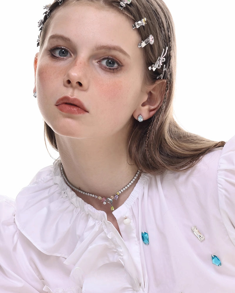 [SUMIYAKI] Jellybean Colored Zirconia Necklace pg1033