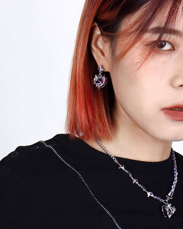 【Esak∞chi】Star Heart Cross Earrings pg1722