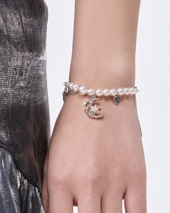 【SUMIYAKI】Star And Moon Pearl Bracelet pg1685