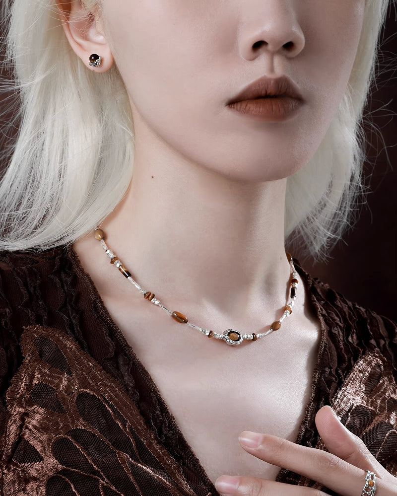 【1ST XULIE】Sunset Dunes Tiger Eye Stone Necklace pg1800