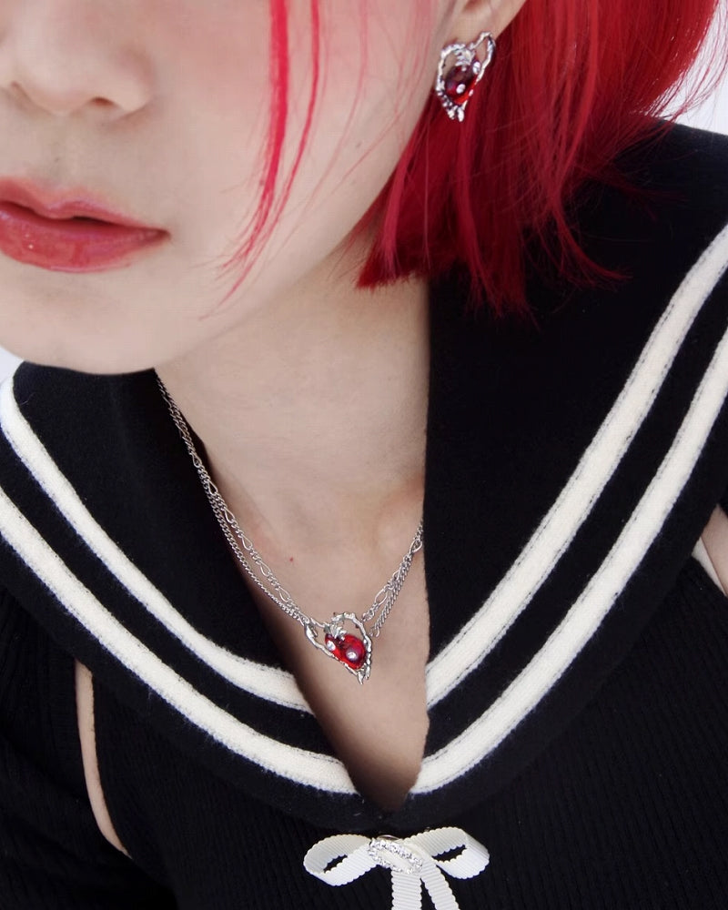 【Esak∞chi】Thorn Strawberry Love Double Layer Necklace pg1890