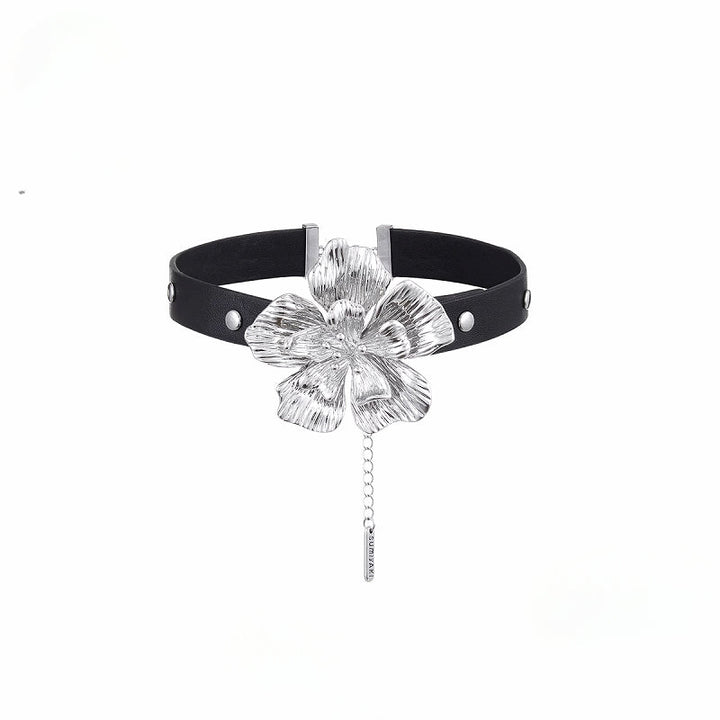 [SUMIYAKI] Liquid Metal Flower Choker pg1089