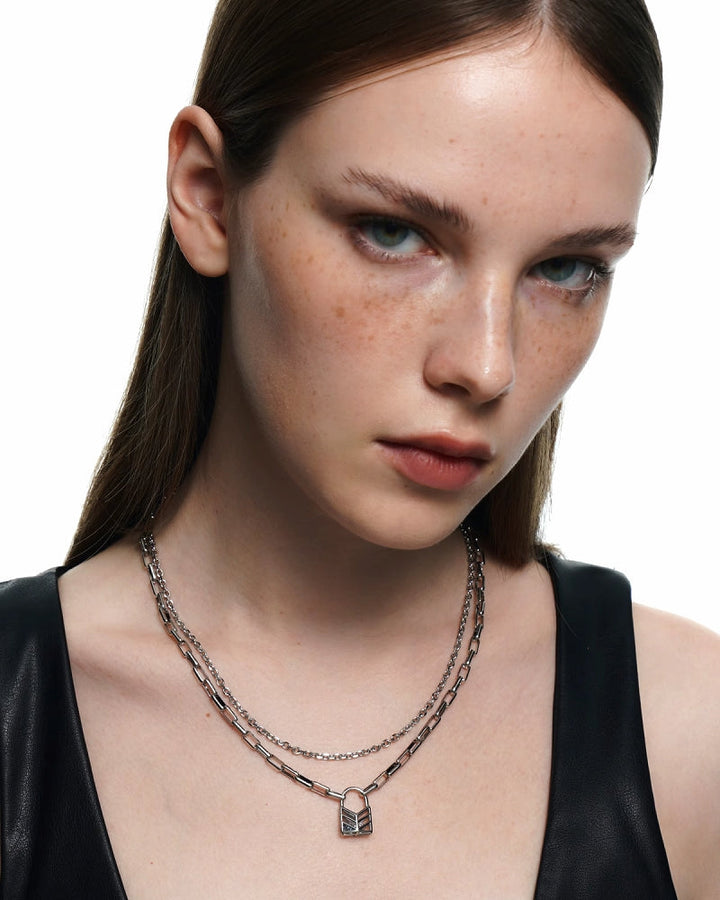 【BLACKHEAD】Interlock Chain Reaction Layer Necklace 02 pg1019