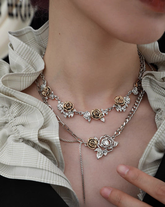 [1ST XULIE] Sunset Rose Layer Necklace pg1804