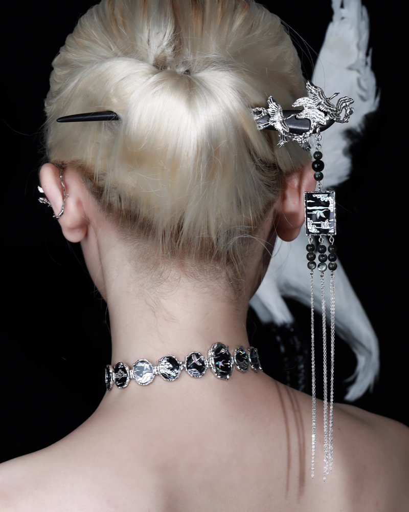 Floating Crane Tassel Hairpin