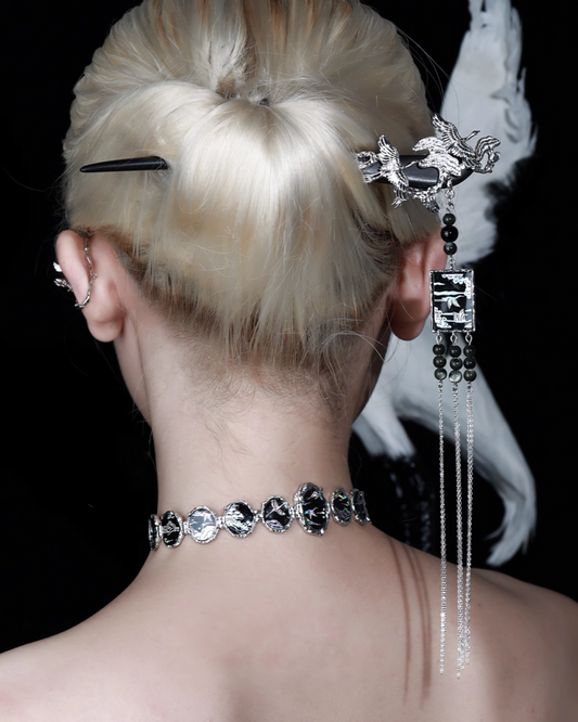 Floating Crane Tassel Hairpin