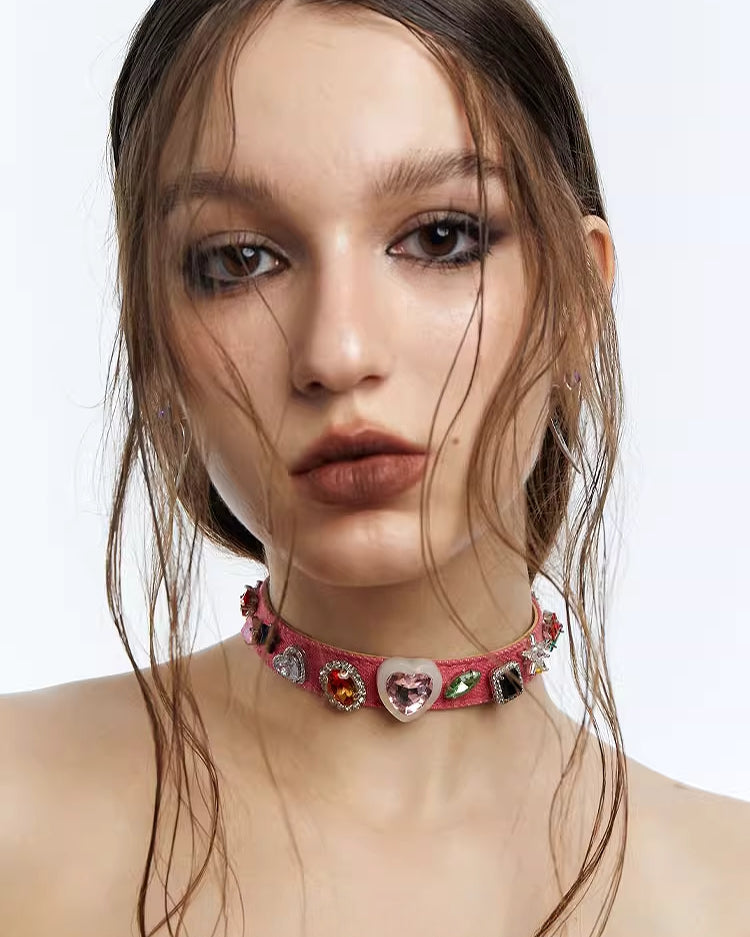 [OCTO VITA] Spicy Girl Dopamine Pink Denim Choker pg1668