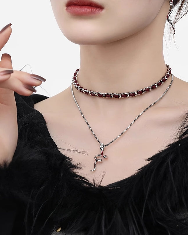 Red Snake Layer Necklace