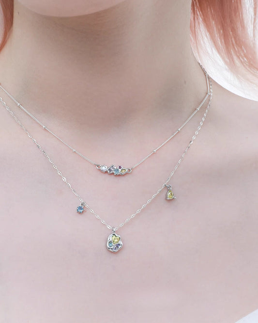 [1ST XULIE]Dopamine Color Treasure Double Layer Necklace pg598