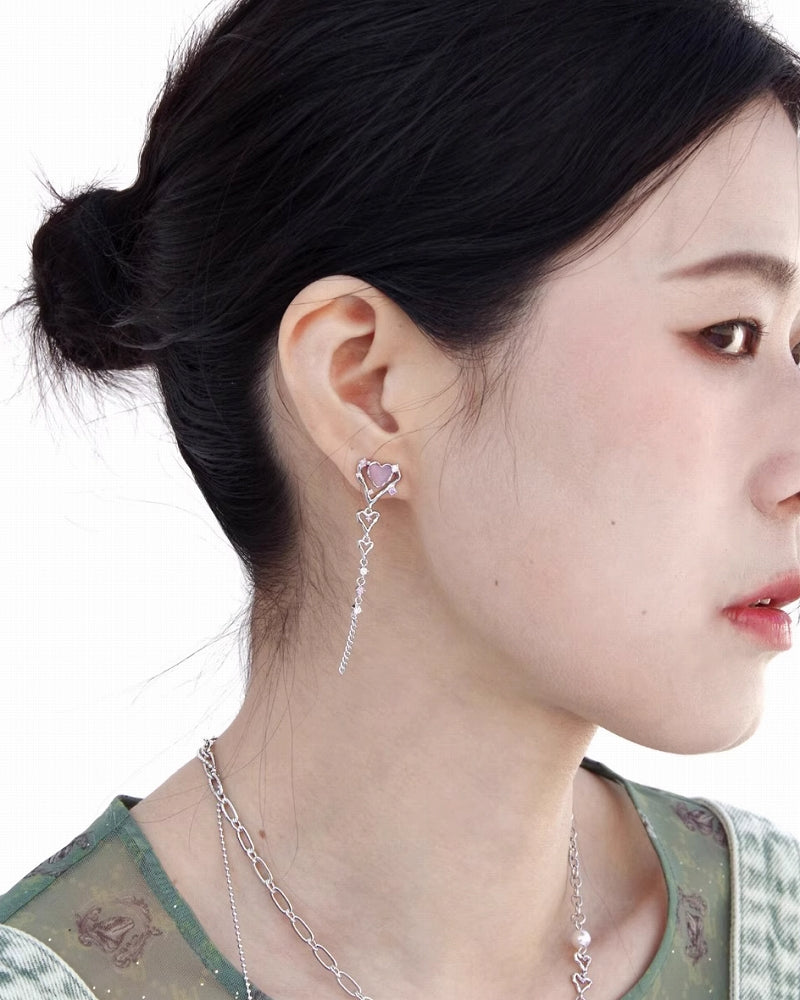 [Esak∞chi] Magic Wish Hollow Heart Tassel Earrings pg1161