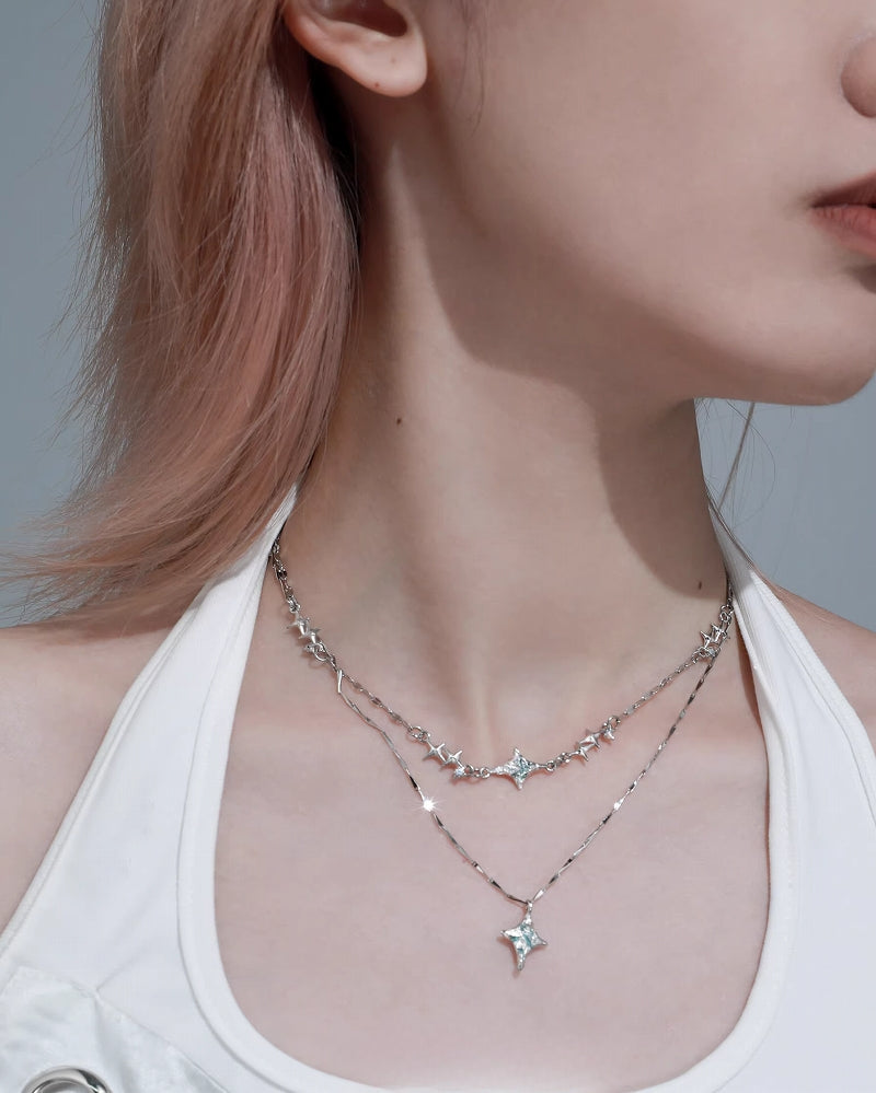 1ST XULIE】Sea Starry Sky Double Layer Necklace pg1547 – Punkgram
