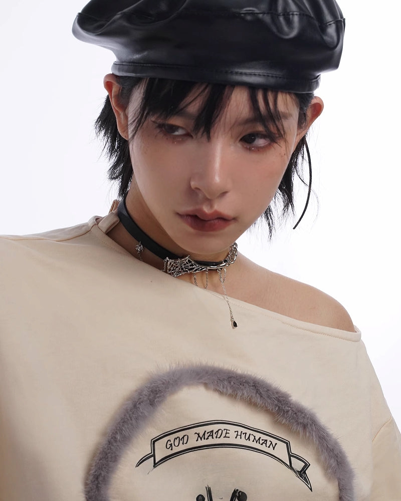 【SUMIYAKI】Leather Spider Web Choker pg1072