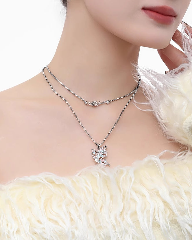 Gradient Butterfly Layer Necklace