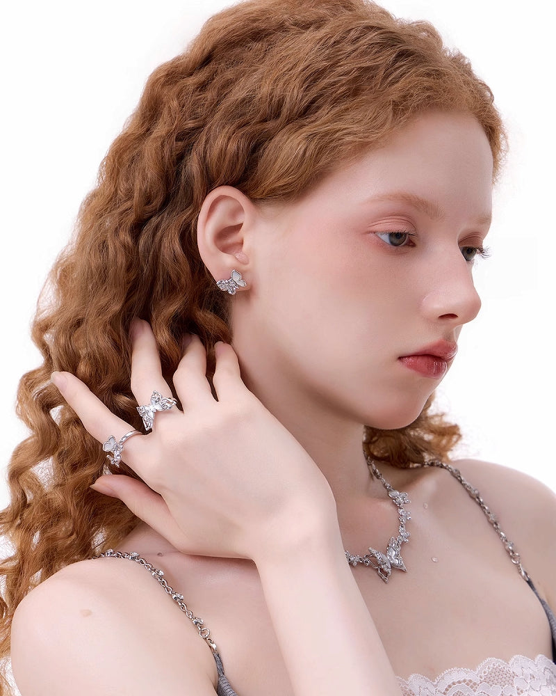 [SUMIYAKI]White Butterfly Earrings pg1994