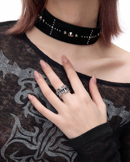 Retro Punk Cross Open Ring