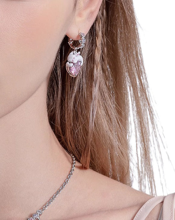 【MASW】Secret Garden Pink Bunny Earrings02 pg1577