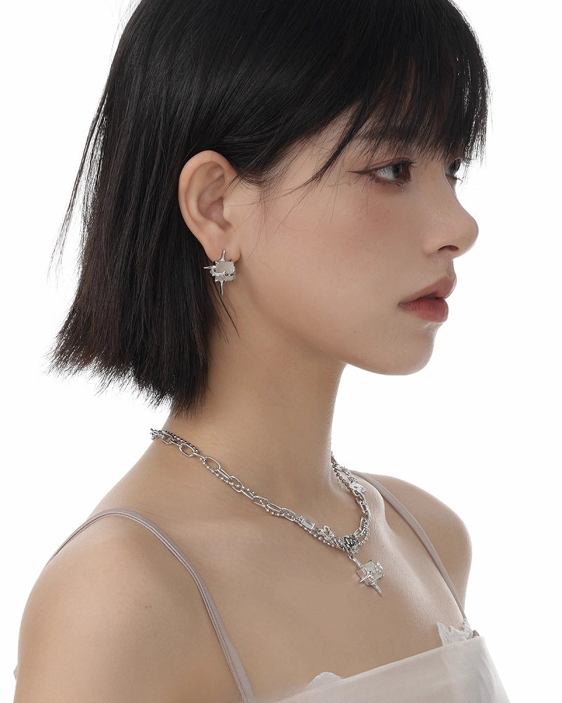 【SUMIYAKI】Starry Eyes Square Necklace pg1776