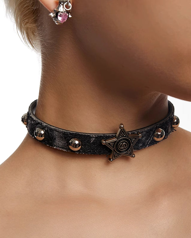 【OCTO VITA】Star Snake Black Button Choker pg1754