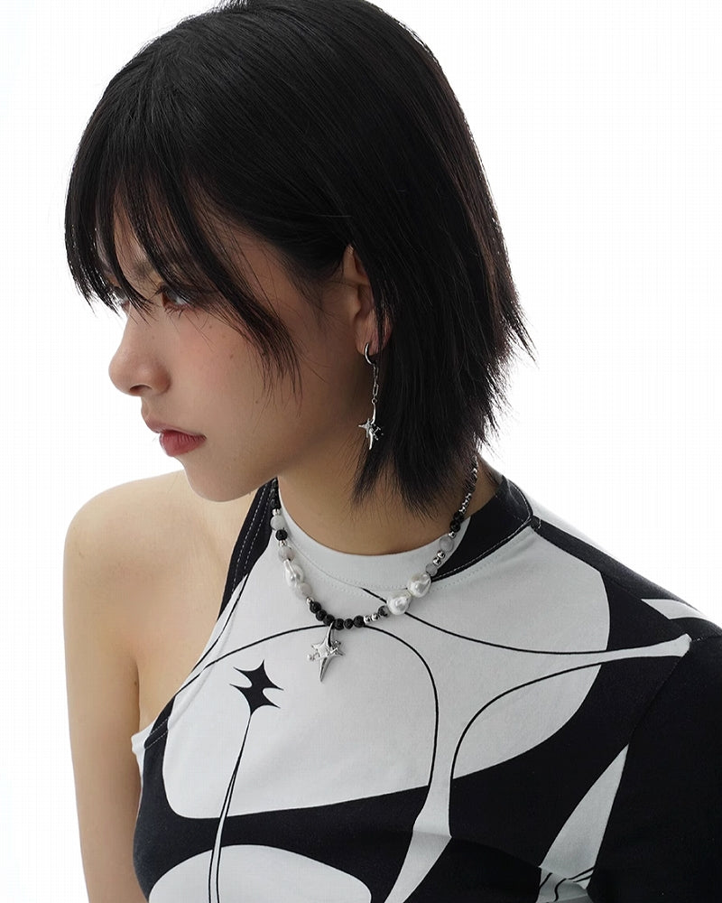 [SUMIYAKI] Astral Starburst Asymmetric Tassel Earrings pg68