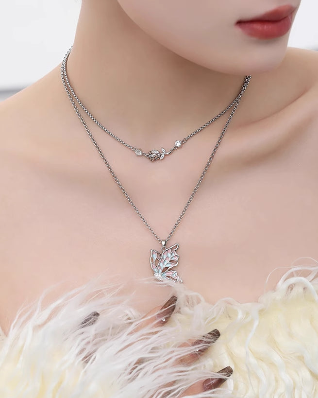 Gradient Butterfly Layer Necklace