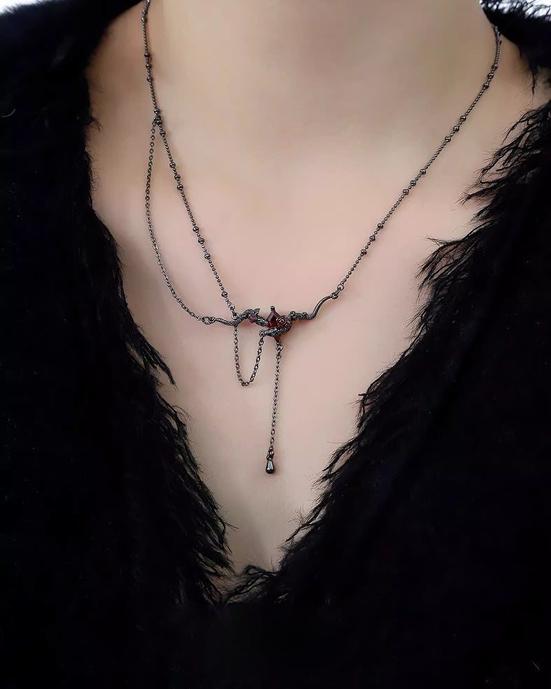 Snake Dance Rose Tassel Necklace 01