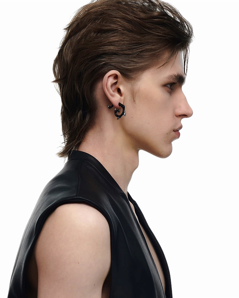 [BLACKHEAD]Dragon Tattoo Black Earrings pg611