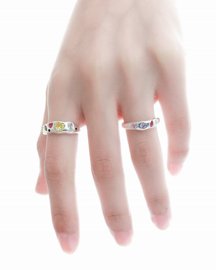 【1ST XULIE】Colorful Silver Couple's Ring pg438