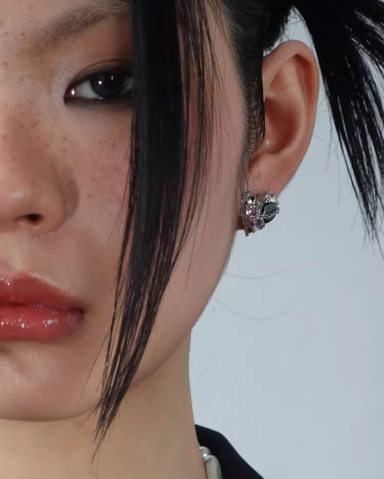 Seal Heart Lock Love Chain Earrings