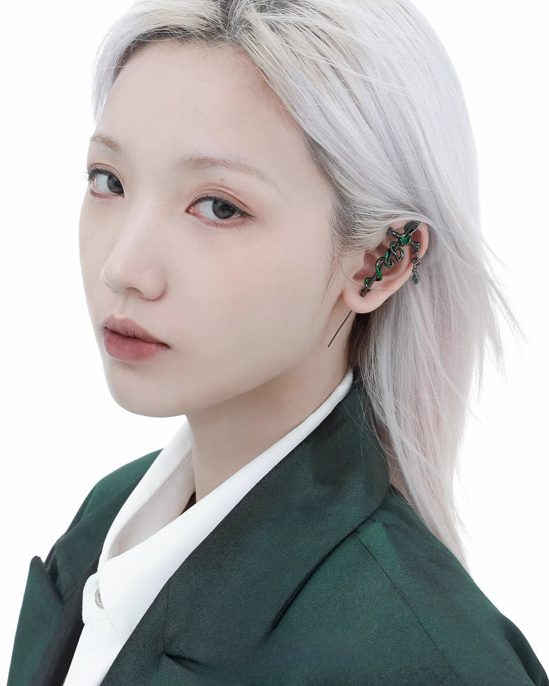 【1ST XULIE】Slytherin Snake Cross Earrings pg1622